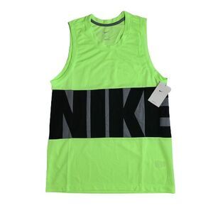 Nike Dri-fit Retro Basketball Tank Mens Medium Lime Green Grey Black Dri-fit NEW
